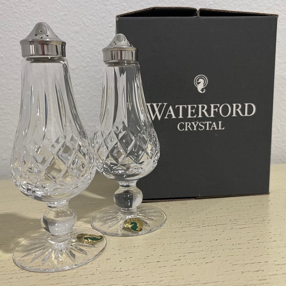 Waterford Footed Lismore Salt & Pepper Shakers Vintage But New In Box